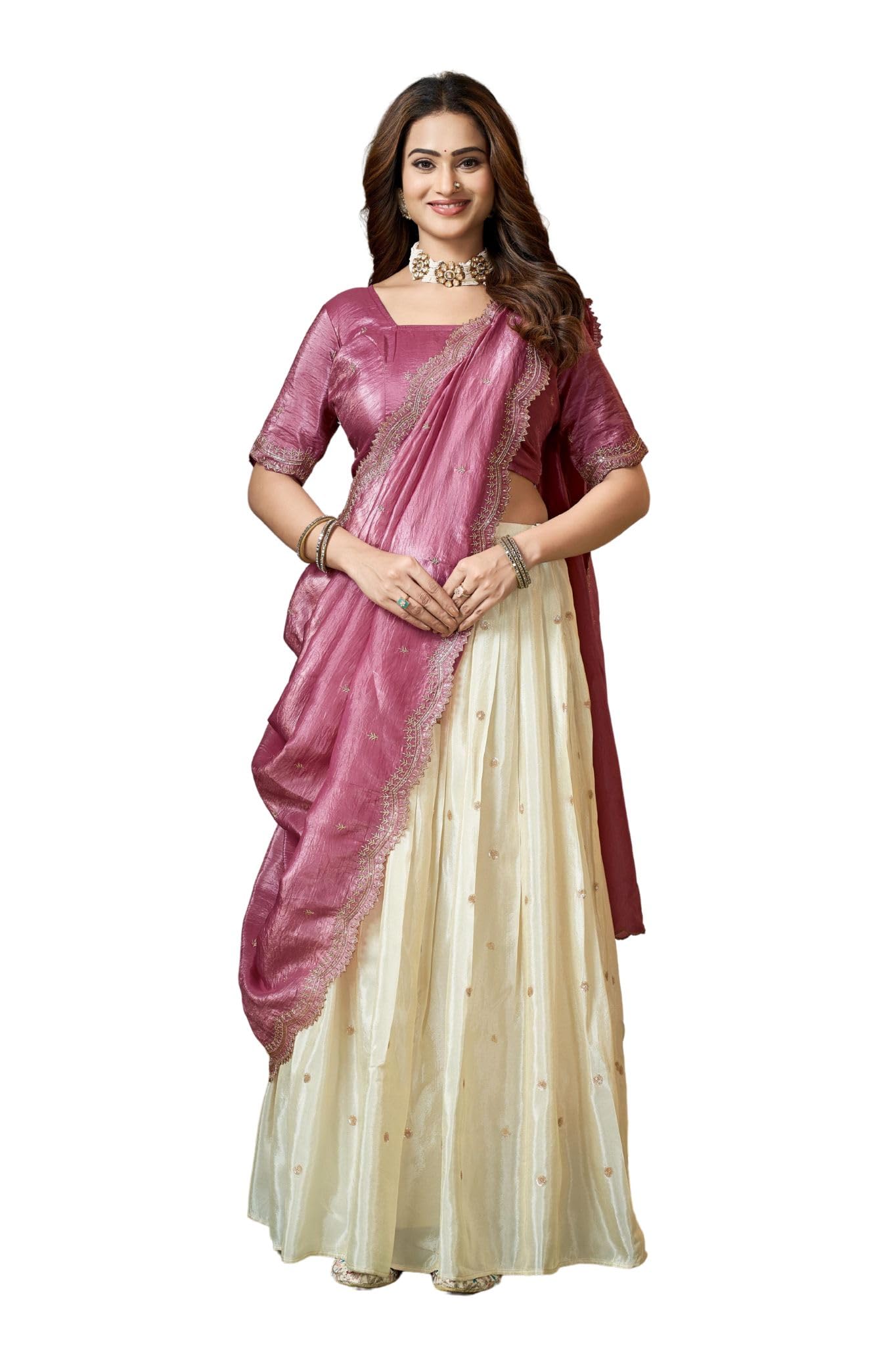 Trending South Indian Semistitch Pattu Lehenga Choli for Womens-image-44