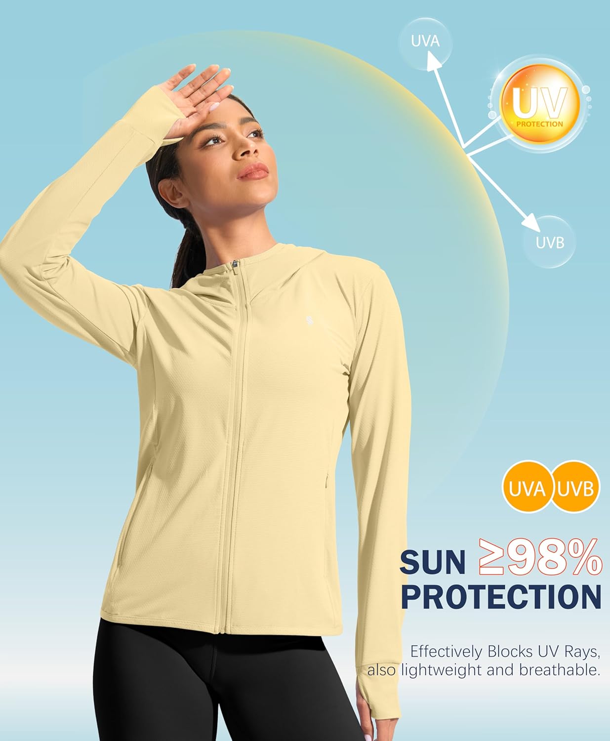 Soothfeel Women's UPF 50+ Sun Protection Hoodie Jacket Lightweight Long Sleeve Sun Shirt for Women with Pocket Hiking Outdoor - Image 6