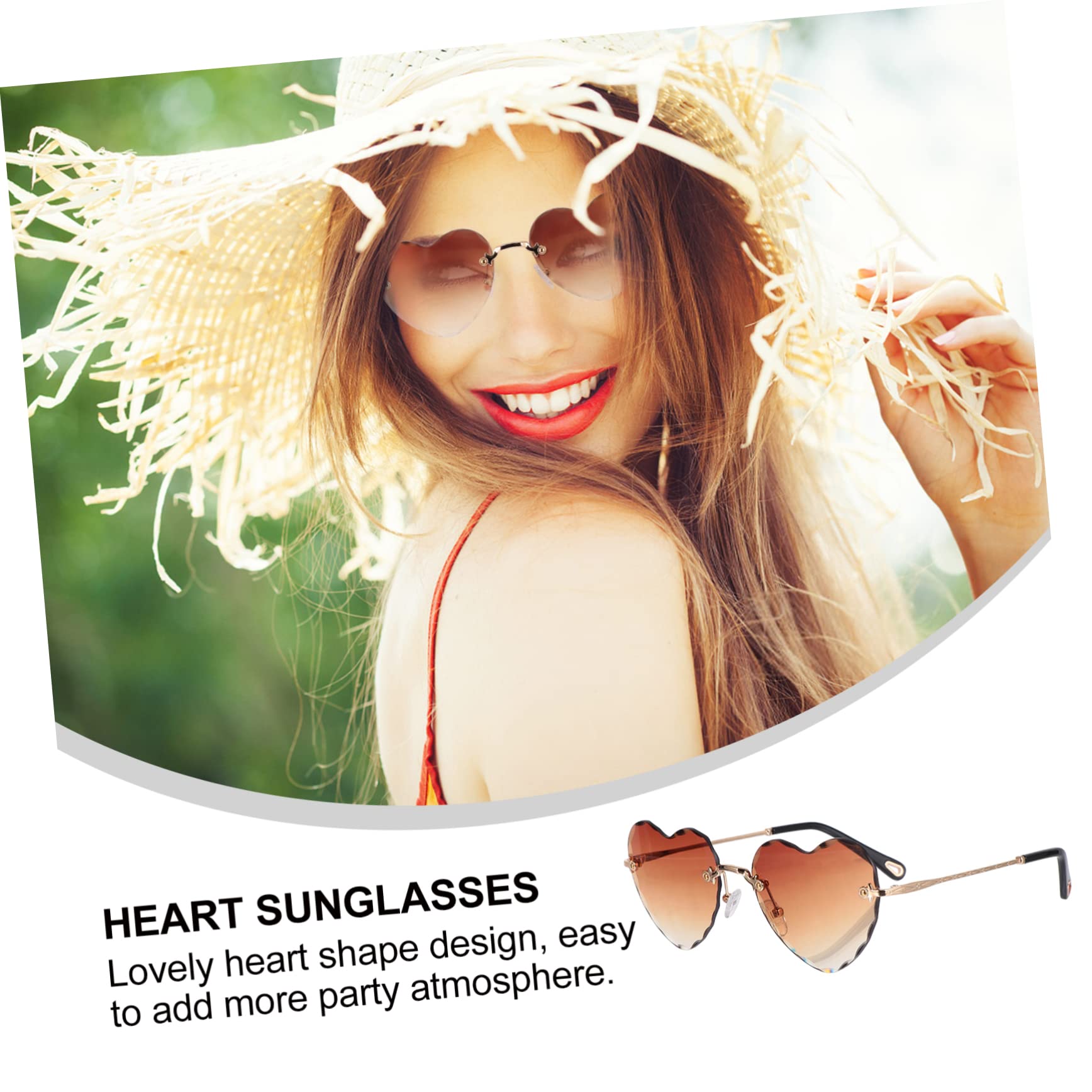 ABOOFAN 3 Occhiali Da Sole Unisex A Forma Di Cuore Senza Montatura Decorativi Per Feste E Festival