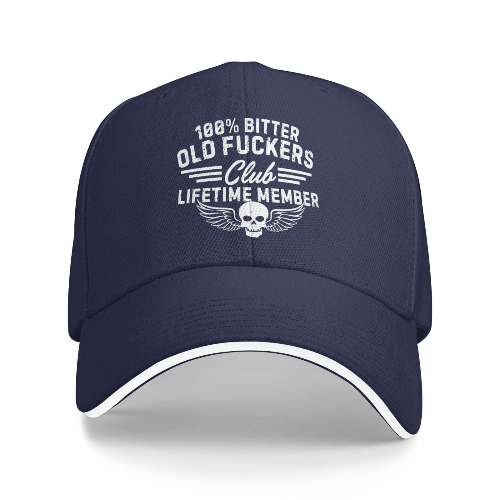 Melbrakin Unisex Navy Blue Old Fuckers Club Hat Vintage 100% Bitter Lifetime Member Baseball Cap