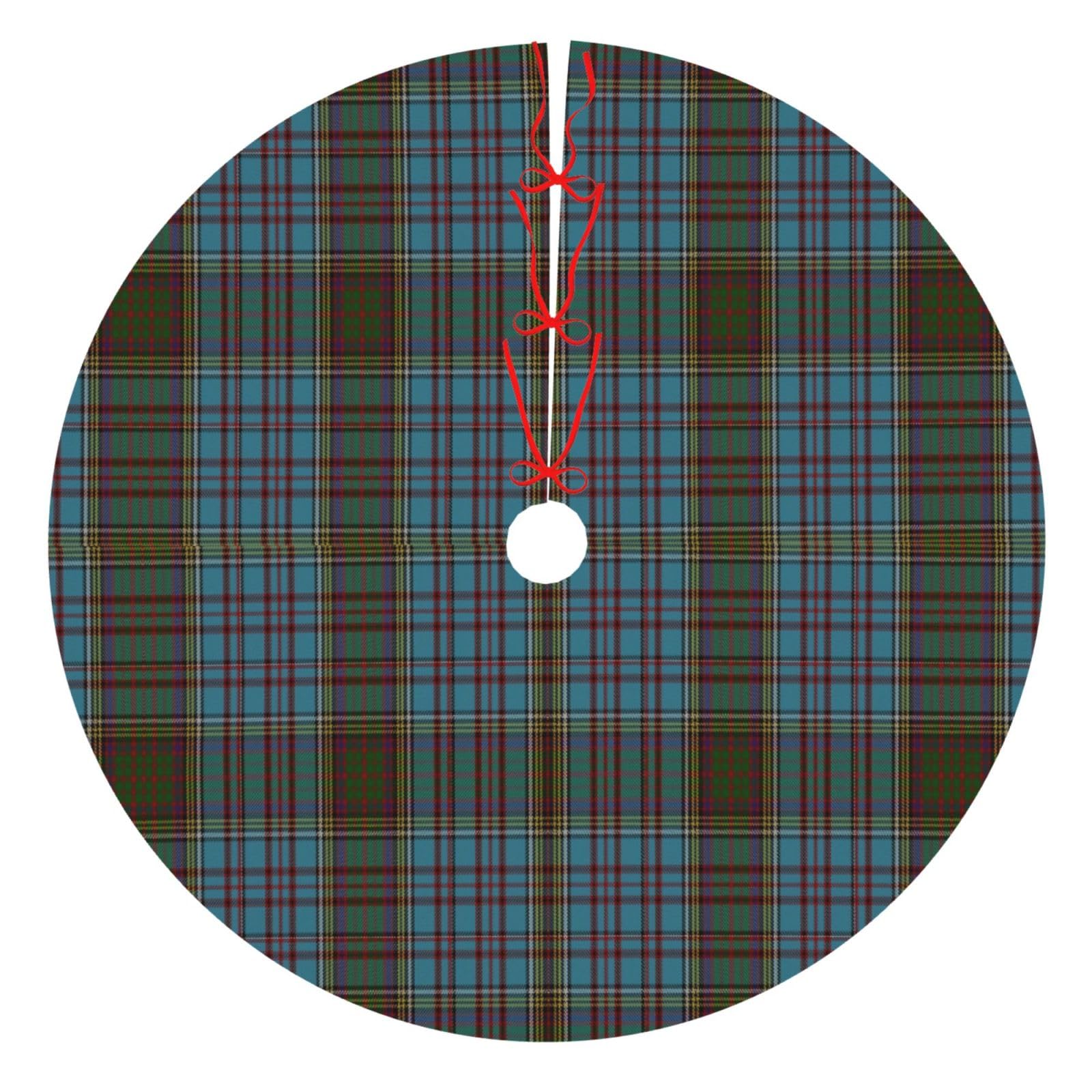 Asbwuo As Pic Anderson Clan Family Tartan Christmas Tree Skirt – Lightweight & Soft Skirt With 3 Adjustable Ties, Perfect For Xmas, Halloween & New Year Celebrations 30"