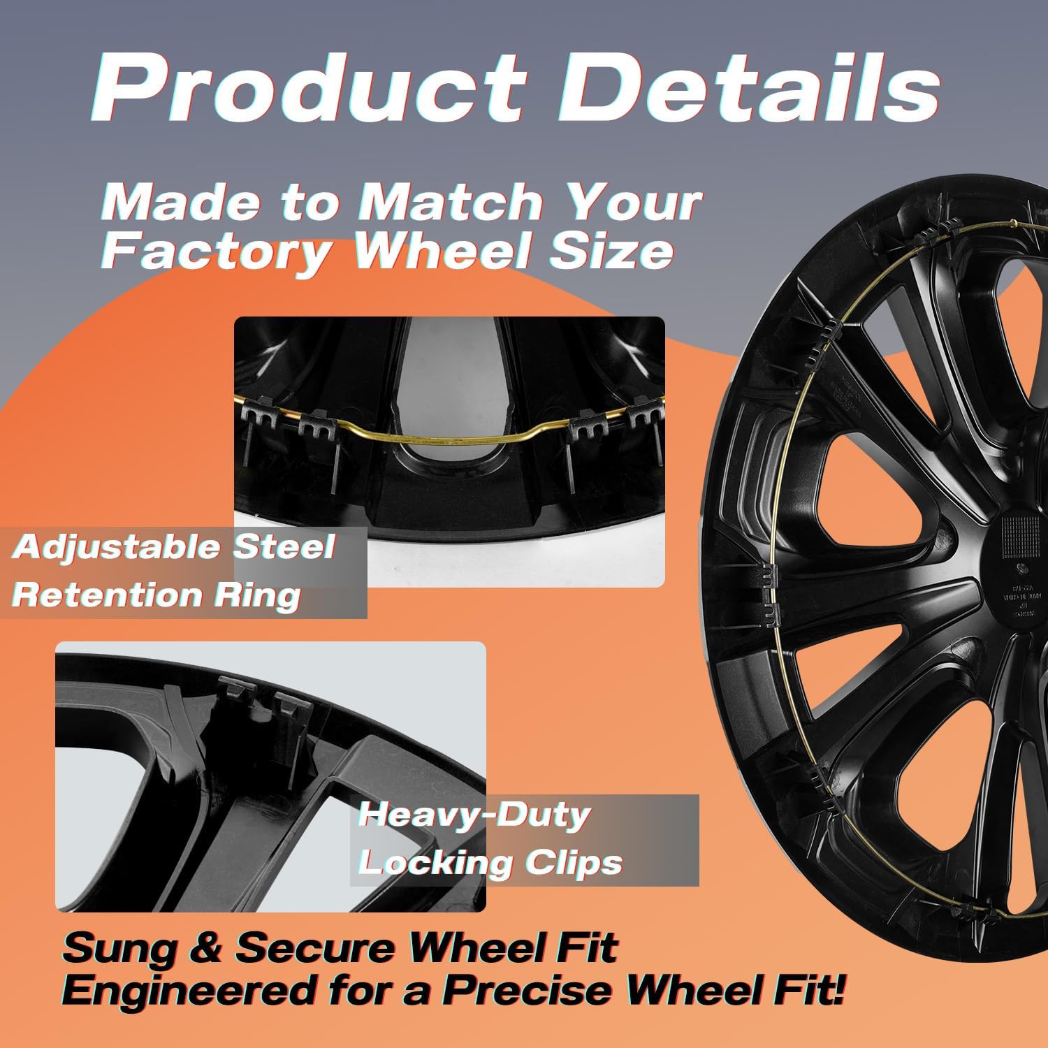 15 Inch Hubcaps Compatible with Toyota 2016-2022 Prius & 2017-2020 Prius Prime & 2020-2024 Corolla Hybrid Factory Alloy Wheel, Snap-On Wheel Covers, Set of 4 (Silver & Black)