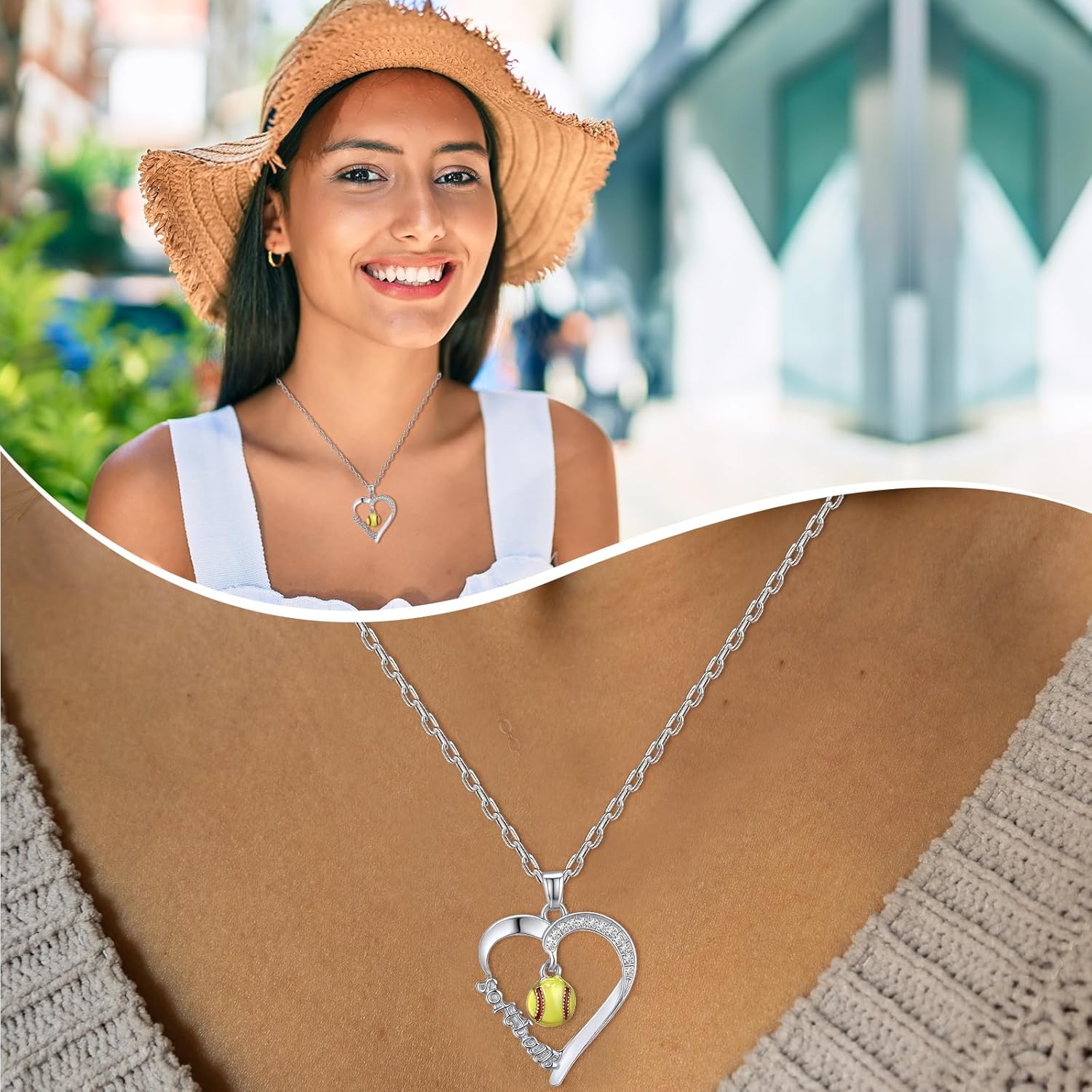 Softball/Baseball Necklace Gifts for Women Mom, 16+3 Inch Adjustable Chain Sports Pendant Jewelry Gifts - Image 3