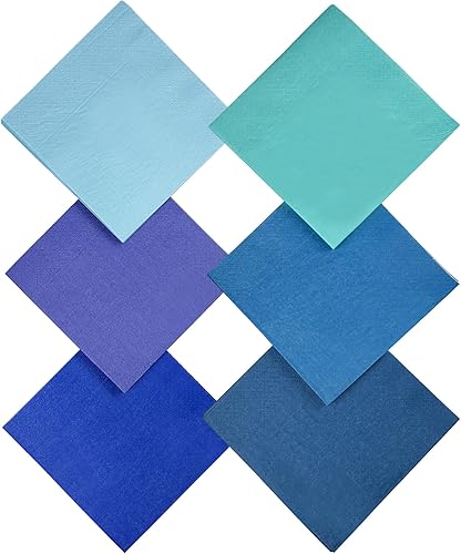 Miniatura 2 de Surprisist 240 servilletas desechables de papel azul serie 6 colores Servilletas para cóctel, cumpleaños, boda, fiesta, almuerzo, servilletas de