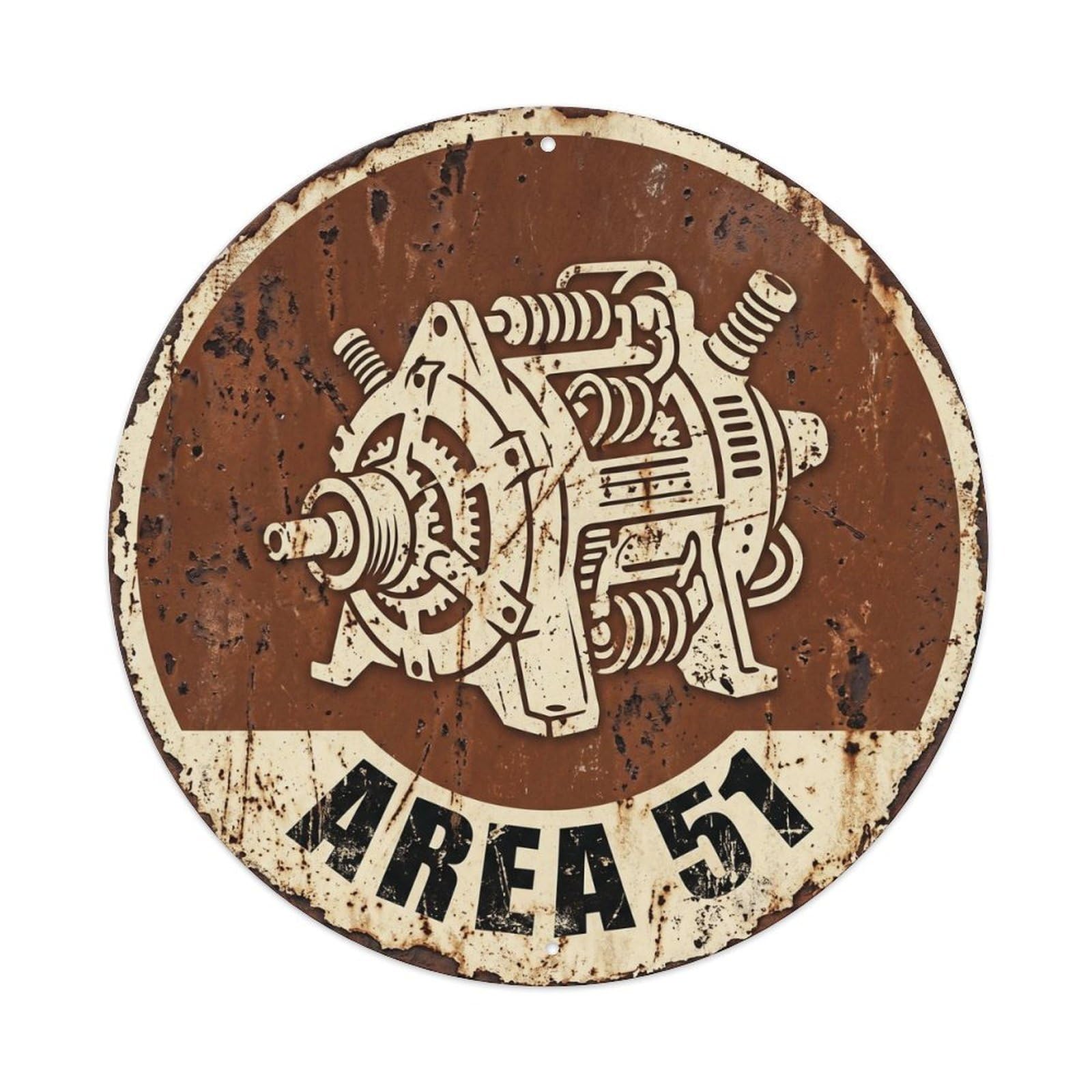 Cwbufd Vintage Style Alien Area 51 Alien Dynamo Vintage Metal Tin Sign Plaque Wall Decor For Cafe, Club Bar, Office, Garden Metal Poster 8X8inch