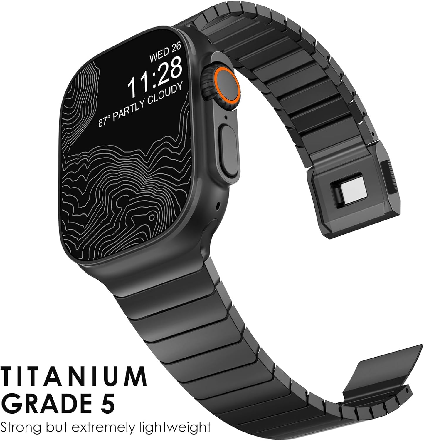 Fullife Titanium Band with Magnetic Clasp Compatible with Apple Watch Band, Lightweight Titanium Metal Strap for Apple Watch Ultra 3/2/1 49mm, Series 11/10 46mm, 9/8/7 45mm, SE3/6/5/4 44mm, 3/2/1 42mm - Image 2