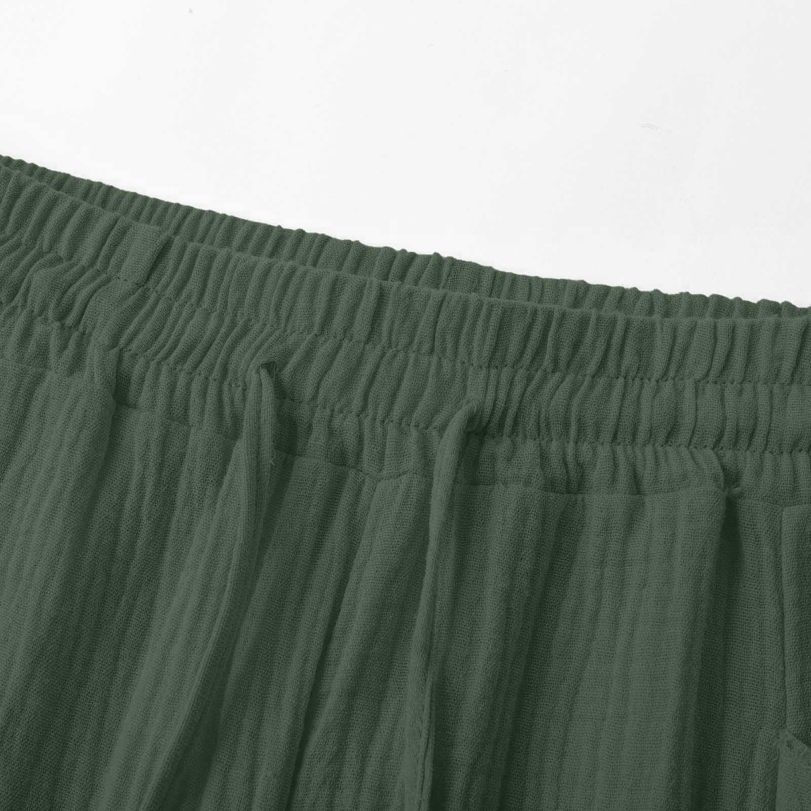 Pantalones cortos capri para niñas, cintura elástica, 3/4, pierna ancha, suaves
