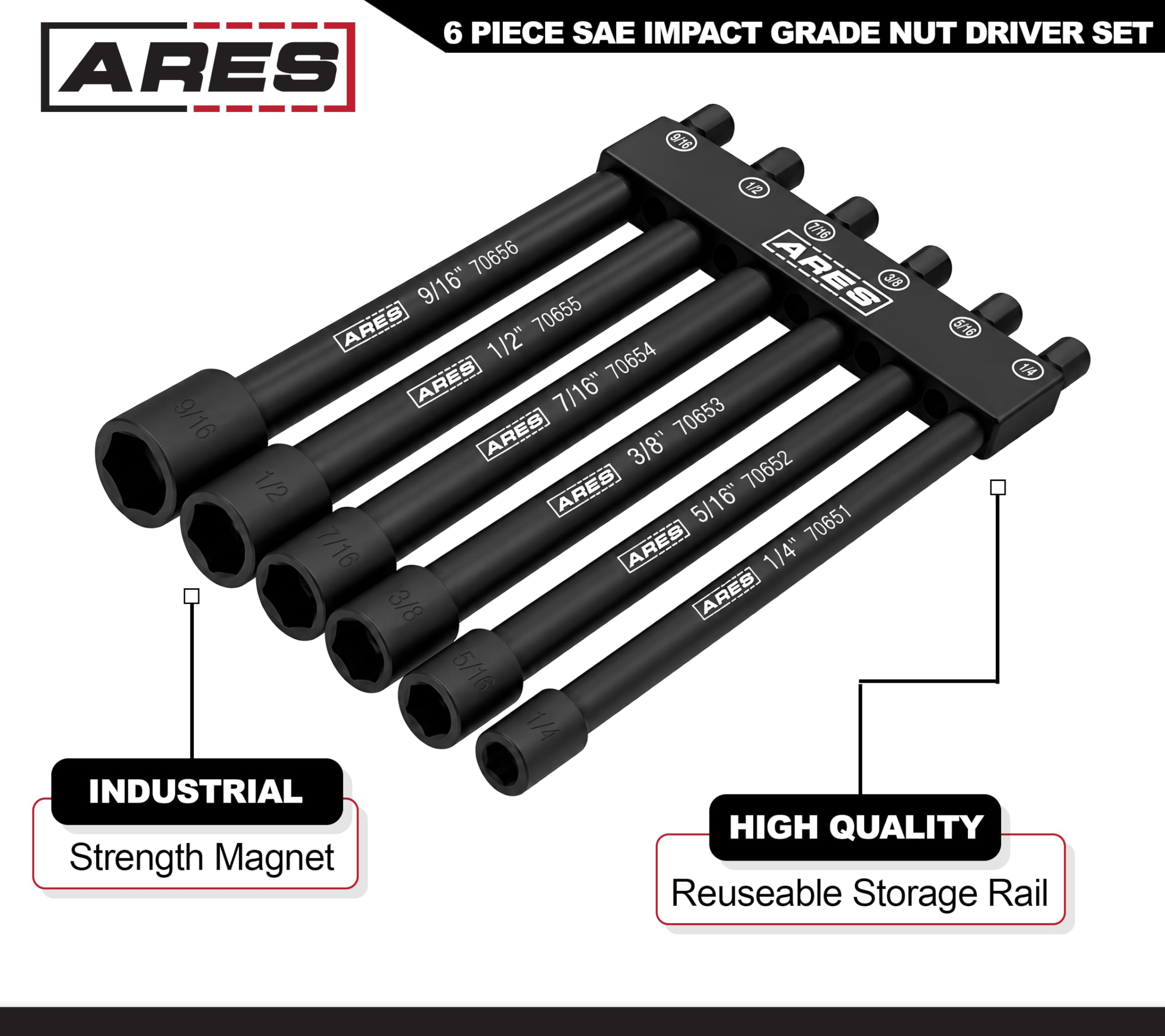 Amazon.com: ARES 70650-6-Piece SAE Magnetic Impact Nut Driver Bit