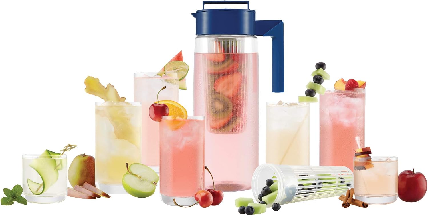 Takeya Flavor Infusion Maker, 2 Quart, Blueberry BPA-Free Fruit and Vegetable Water Tea Infuser Pitcher