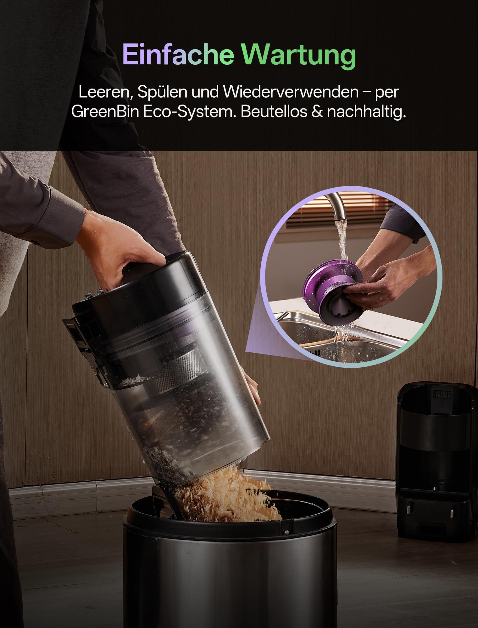 Vexilar Saugroboter mit Wischfunktion, beutelloser Multi-Zyklon Saugroboter mit Absaugstation, 10.000Pa & 200 Min Staubsauger Roboter, 3-in-1 Saug und Wischroboter für Tierhaare & Teppich (Schwarz)
