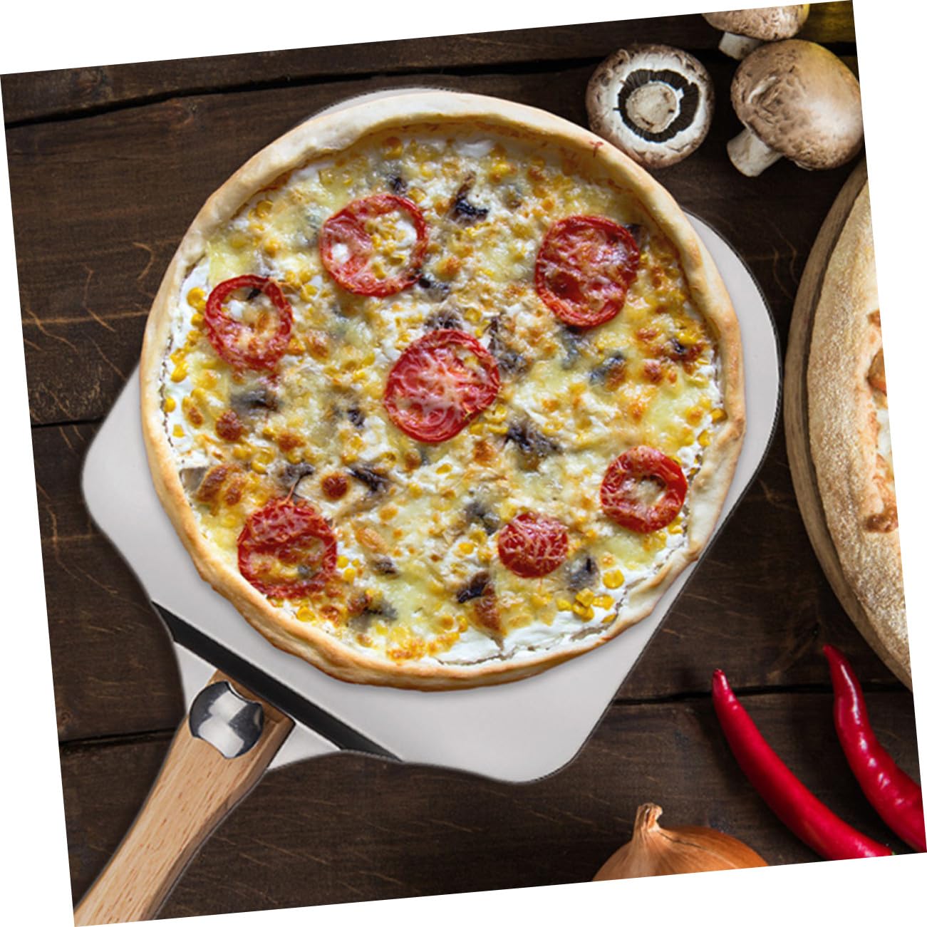 2 Stück Teiliges Pizzaschaufel Aluminium mit Klappbarem Holzgriff Dünner Pizzaschieber und Teigschaber Vielseitiger Pizzaheber für Backofen und Küchengebrauch