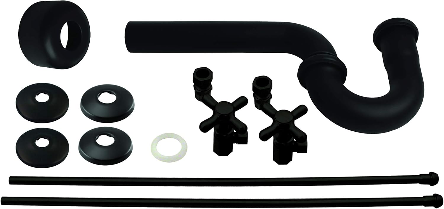 Westbrass Traditional Pedestal Lavatory Kit with Cross Handles, Matte