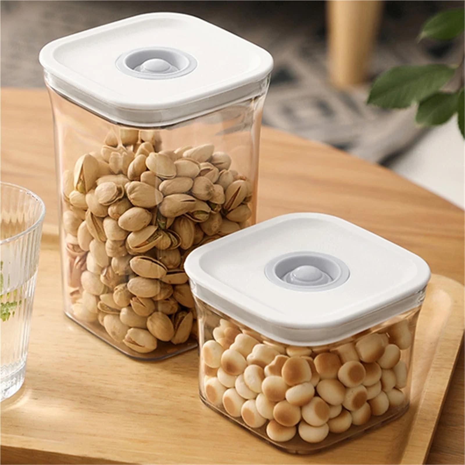 Barattoli Per La Conservazione Tarro de almacenamiento de granos transparente cuadrado, tanque sellado, caja de aperitivos de frutas secas, latas, organizador de contenedores de plástico for cocina, 3