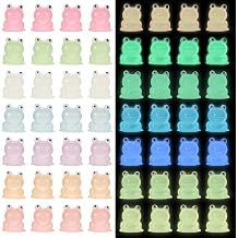 HOMICO 50 Pieces Luminous Mini Frogs Resin Small Frogs Glow in the Dark Mini Animal Figurines Cute Little Animals DIY Ornament Accessories for Garden Home Decoration 7 Colors