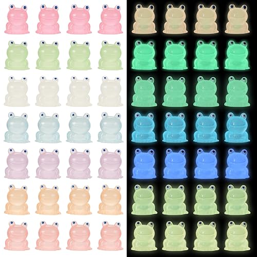 HOMICO 50PCS Luminous Mini Frogs Resin Tiny Frogs Glow in