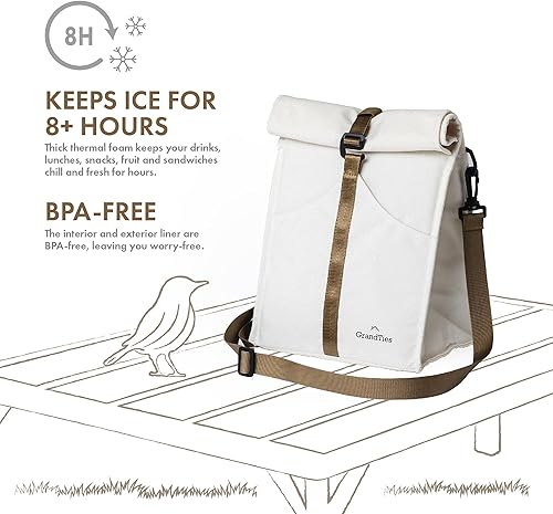 Miniatura 3 de GRANDTIES Lonchera térmica para mujeres, hombres y adultos, a prueba de fugas, lonchera enrollable a prueba de fugas, bolsas reutilizables para