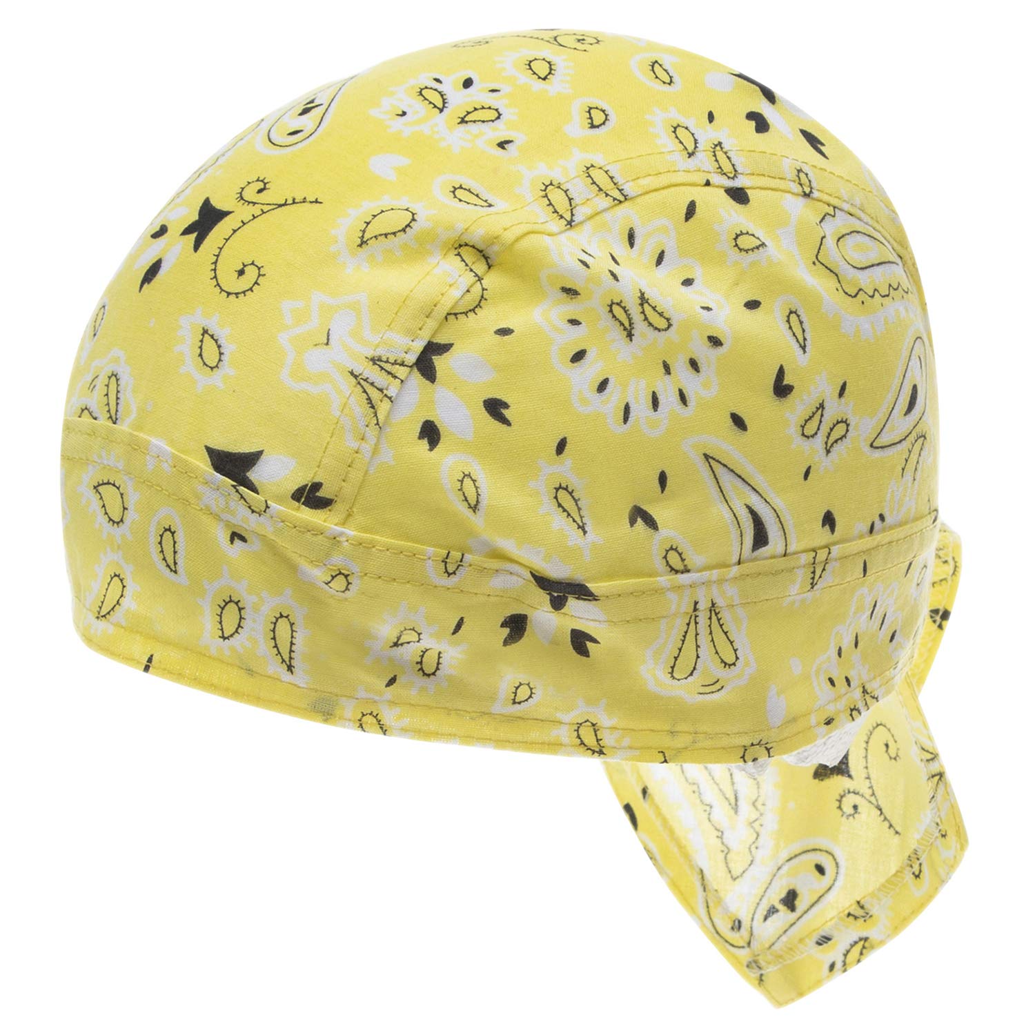 Bandana.com Adjustable Printed Light Yellow Paisley Doo Rag