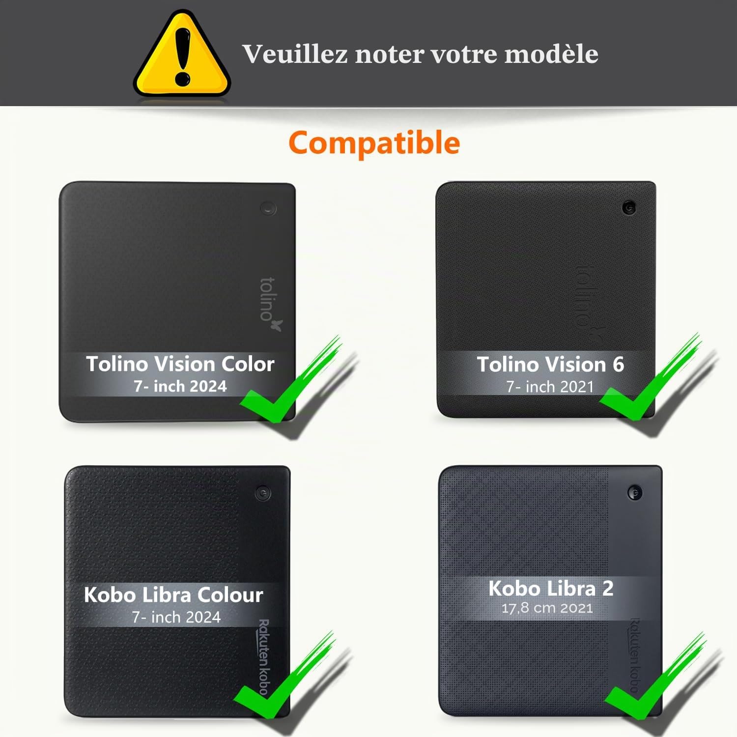 Étui Housse Coque pour Kobo Libra Colour (2024) / Kobo Libra 2 (2021) 7" eReader, Case avec Fonction de Veille/réveil Automatique et Fermeture magnétique,Noir