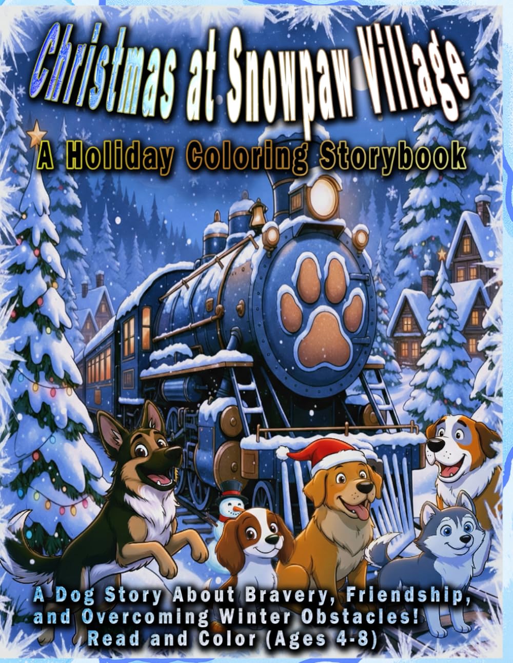 Christmas at Snowpaw Village: A Holiday Coloring Storybook. A Dog Story About Bravery, Friendship, and Overcoming Winter Obstacles! Read and Color (Ages 4-8)