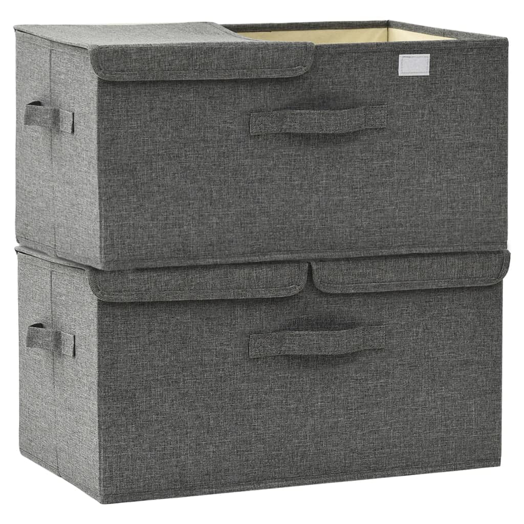 Cesto Portaoggetti in Tessuto Oxford con Coperchio, Contenitore Pieghevole a Doppio Scomparto con Manici, Grande Organizer Pieghevole per Camera da Letto, Soggiorno e Armadio (2 PCS)