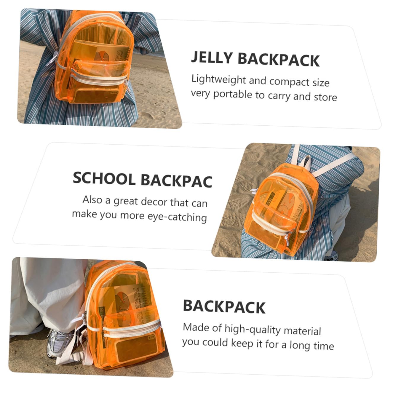 PACKOVE Back Trasparente Bookbag Travel Bookbag Borsa Per Libri Da Viaggio Borsa Per Libri Trasparente Borsa Da Scuola In Gelatina Pvc