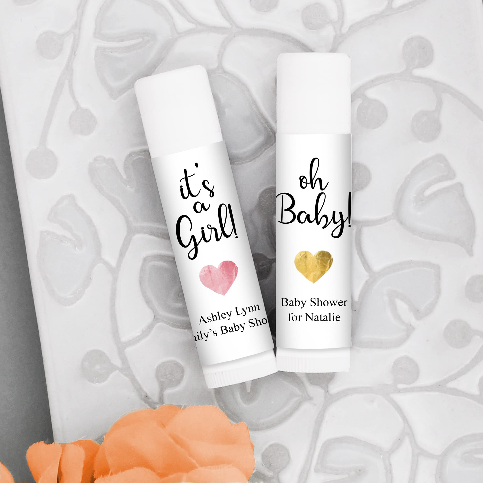 Baby Shower Lip Balm Favor, Personalized Lip Balm Favors, Gender Reveal Baby Shower, Classic Heart Baby Shower, Baby Shower Girl, Baby Shower Boy - Set of 24
