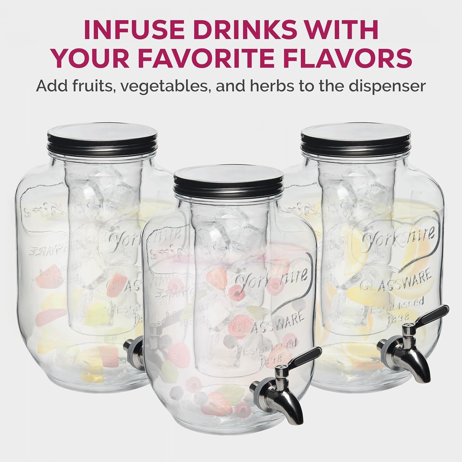Distributeur de boissons en verre avec robinet, distributeur de boisson en verre