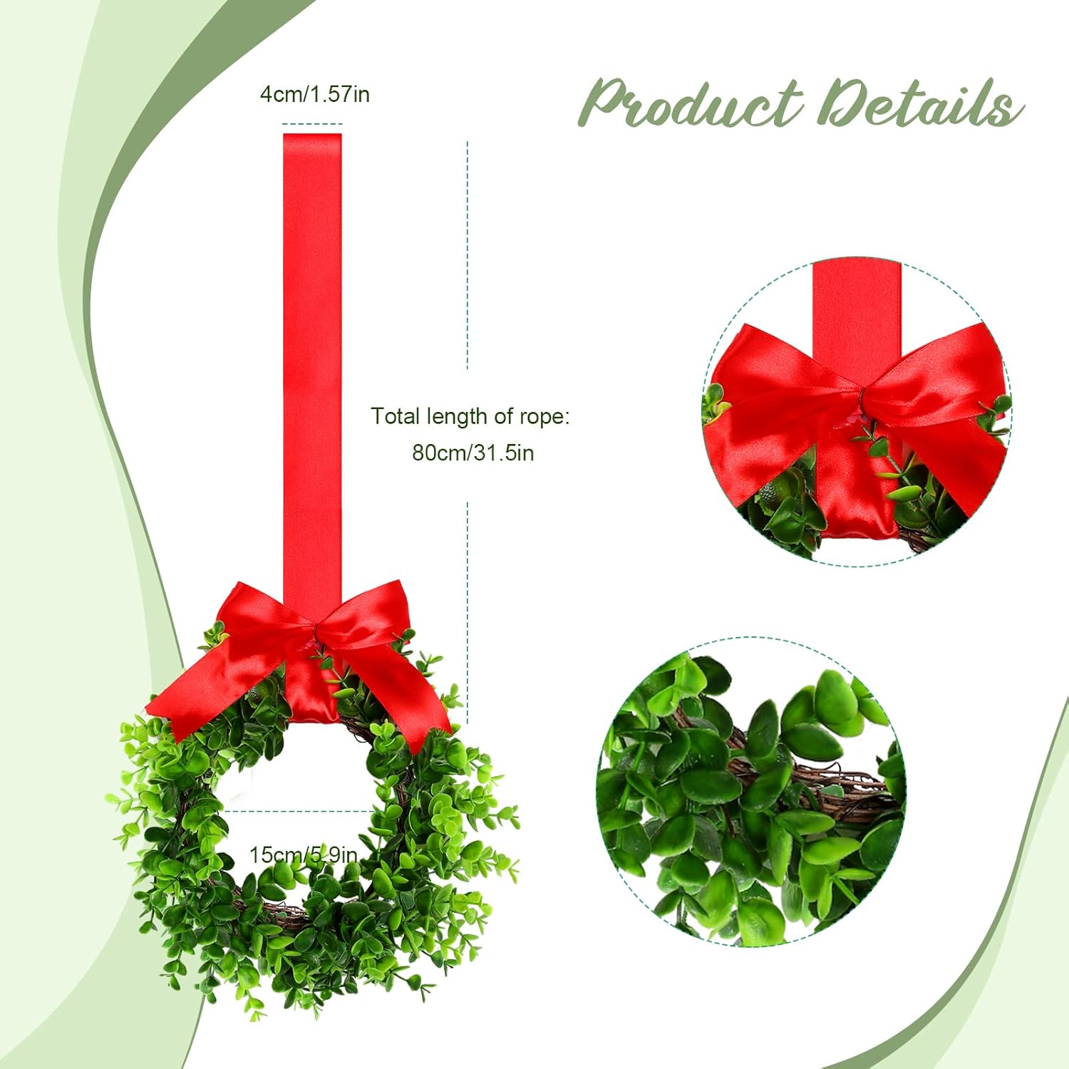 Jexine 12 Pcs Mini Christmas Wreath for Kitchen Cabinet Christmas Small Wreath with Red Bow Ribbon for Window Front Door Chair Wall Fireplace Xmas Artificial Greenery Decoration