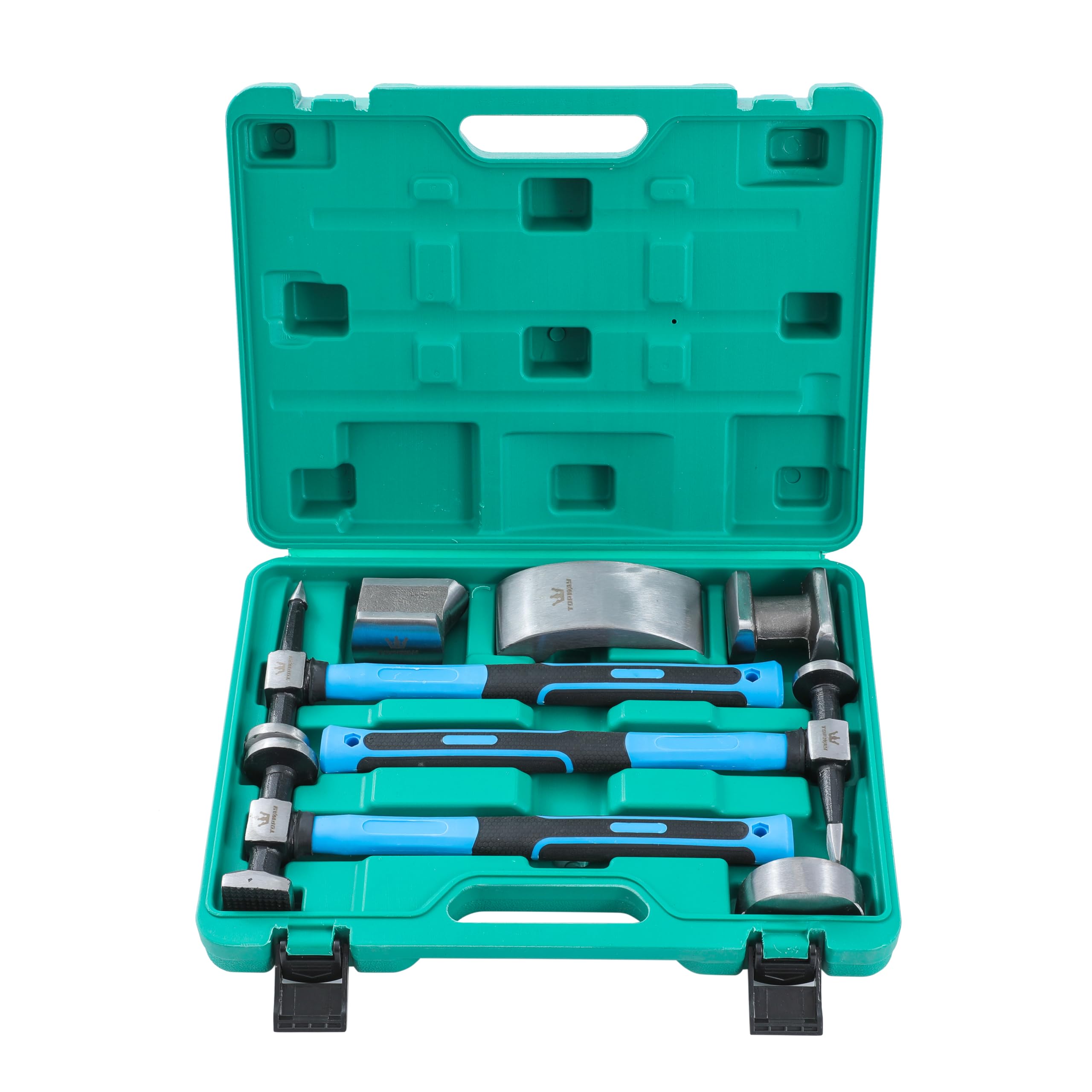 TOPWAY Ensemble d'Outils de Réparation de Carrosserie 7Pcs Professional Marteaux et Tas pour Carrossier avec Manches de Fibres de Verre 454230