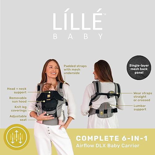 Miniatura 10 de LÍLLÉbaby Portabebés ergonómico 6 en 1 con flujo de aire completo para bebés y niños pequeños con soporte lumbar (7-45 libras), uso de bebé de 360