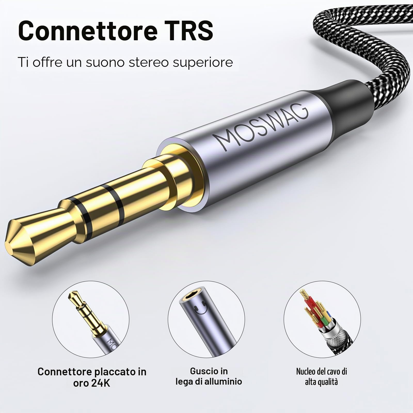 MOSWAG Sdoppiatore Audio Jack 3,5 per Cuffie Splitter Samsung iPhone PS4 Switch PC