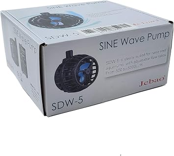 Jebao SDW Wave Maker Flow Pump with Controller for Marine Reef Aquarium (SDW-5, 1320GPH) Black