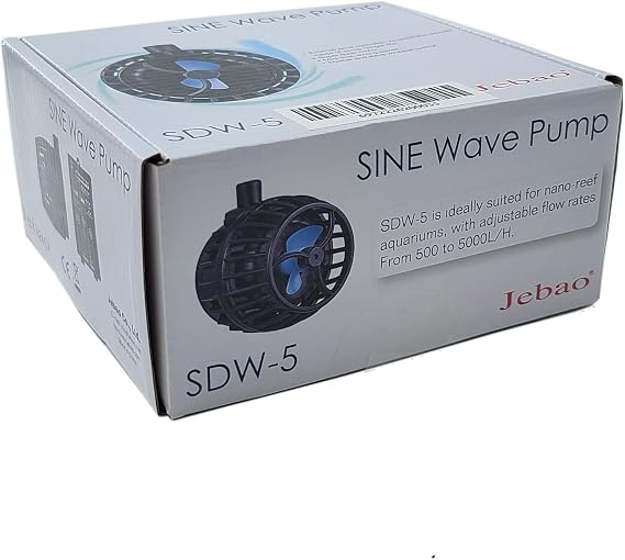 Jebao SDW Wave Maker Flow Pump with Controller for Marine Reef Aquarium (SDW-5, 1320GPH) Black