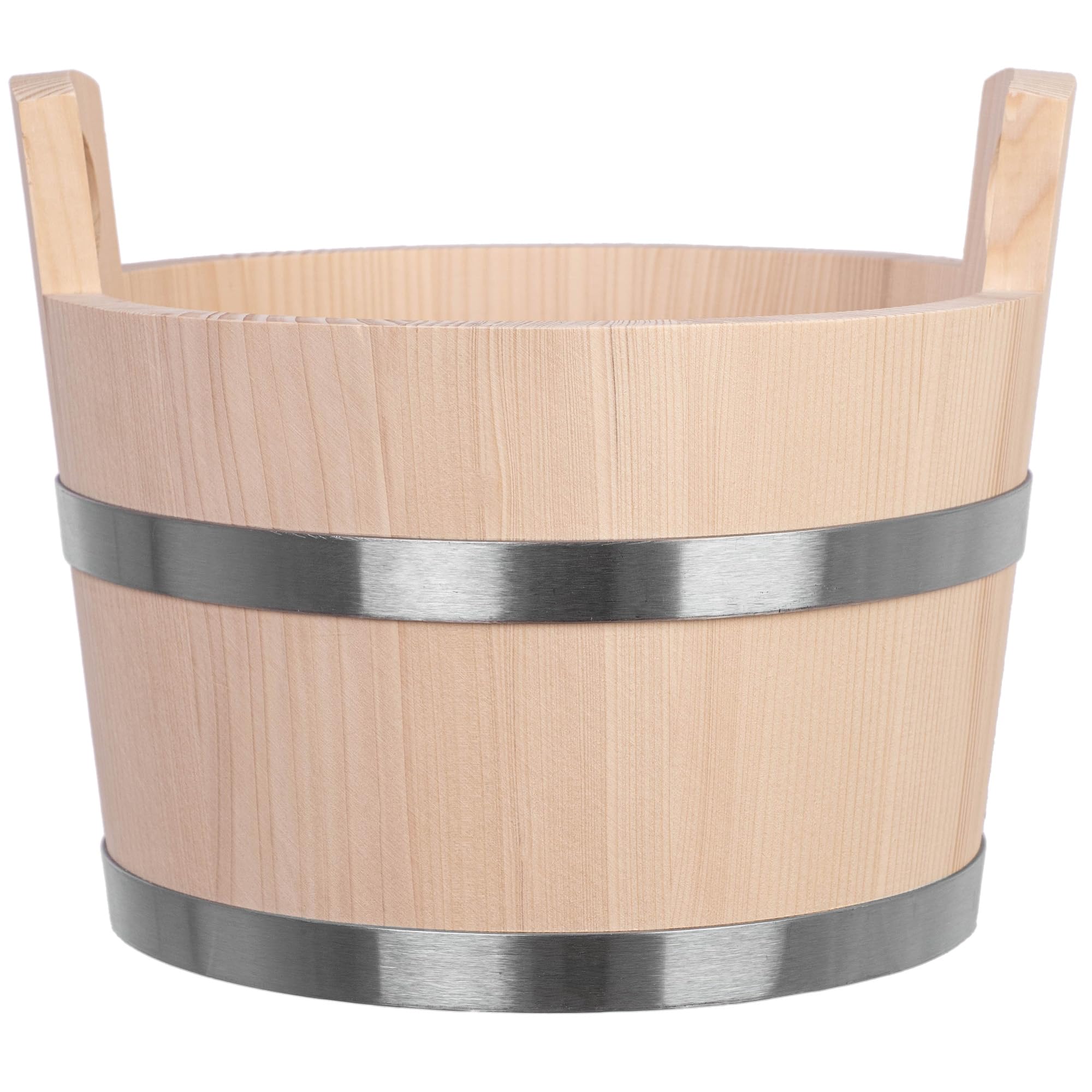 KADAX Saunakübel aus Holz, 5 Liter, Holzeimer mit Griffen, Saunaeimer für Aufgüsse, Eimer aus Naturholz, Holzkübel für Sauna, Blumenkübel, Saunazubehör (22 x 26 cm)