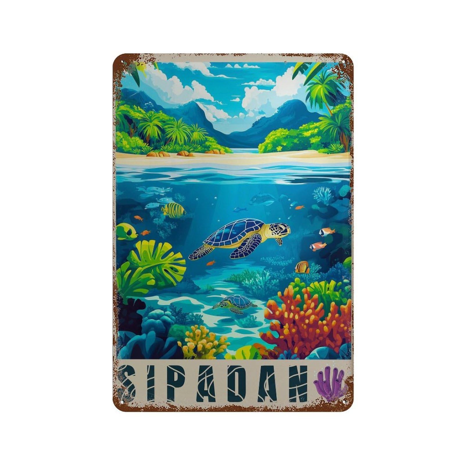 xiaoxiaoshen Sipadan Travel Malaysia Island (2) Wall Decor Art Metal Tin Poster Modern Home Decor Art Home Bar Shop Decorations Vintage Sign 30x20cm