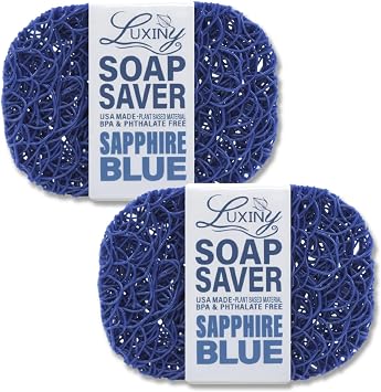 Soap Savers for Bar Soap, American Made by Luxiny, Lifts Soap in Soap Dishes & Shower Soap Holders -Handmade Soap Lasts Longer - Made from Plant Based Materials, 2 PK Sapphire Royal Blue