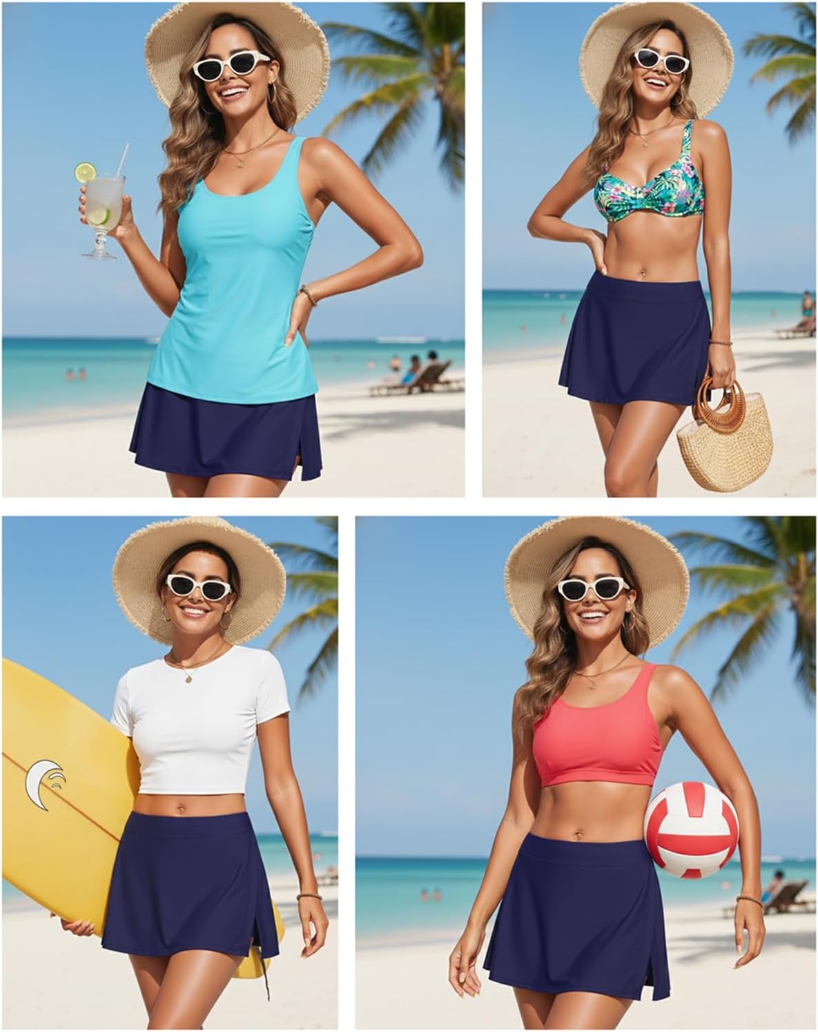 Womens Mid Rise Swim Skirt - Bathing Suit Skirt with Built-in Shorts Split Skort Swimsuit Bottoms Swimwear 2025 - Image 6