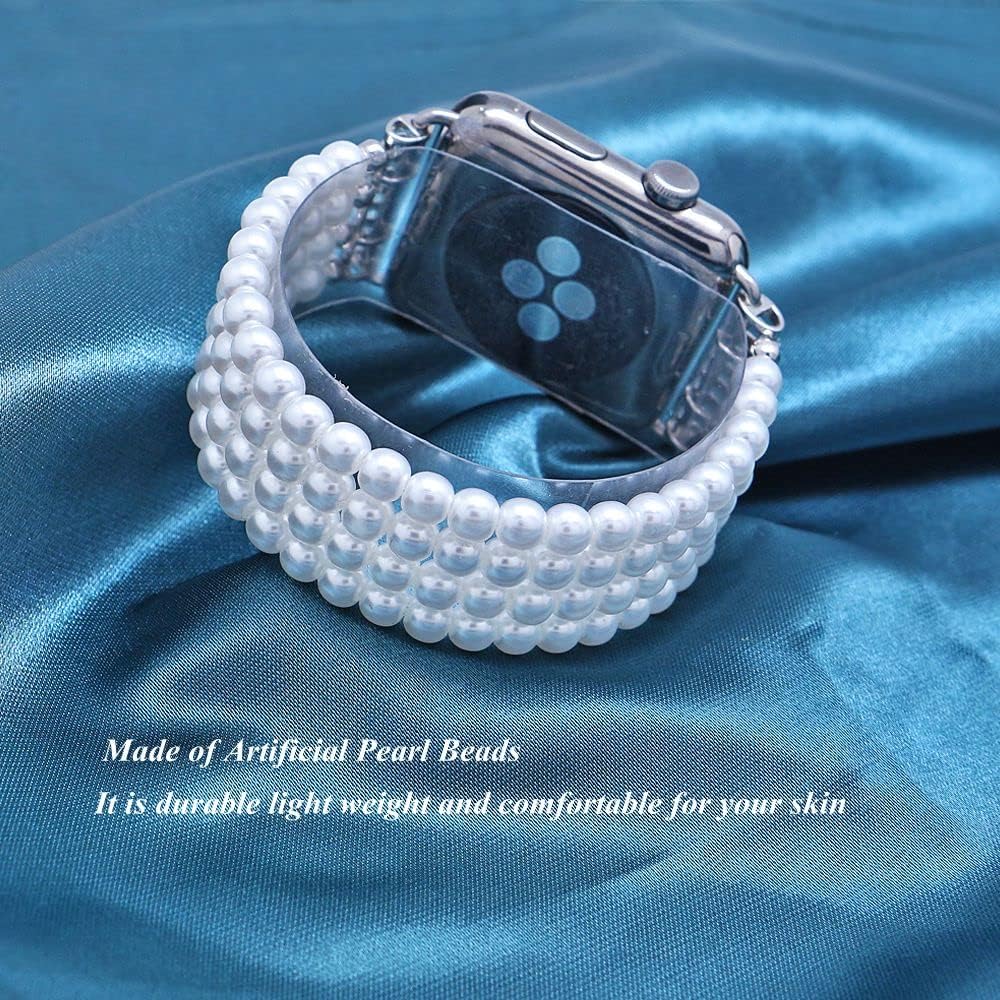 KAI Top Beaded Bracelet Compatible with iWatch Band 38mm 40mm 41mm 42mm 44mm 45mm 46mm 49mm Women, Stone Beaded Elastic Stretch Replacement Strap for Apple Watch Ultra SE Series 10 9 8 7 6 5 4 3 2 1 - Image 3