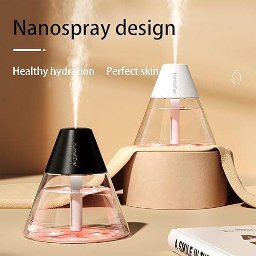 Miniatura 9 de INVODA Mini humidificadores, 8.8 fl oz USB Personal Cool Mist Humidificador lindo volcanes de escritorio humidificador de aire silencioso Luz