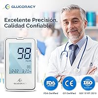 Vista 2 de Kit de monitor de glucosa en sangre Glucoracy con 100 tiras de prueba de azúcar en sangre y lancetas, glucómetro, dispositivo de punción, estuche