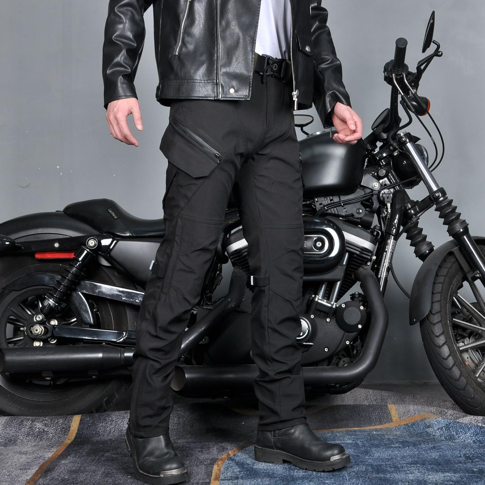 Pantalon Cargo de Moto Femme avec Ceinture Casual Vintage Racing Vélo Coupe-Vent Résistance à l'eau Homme Pantalon de Protection Vêtements de Sécurité avec Amovible Silice Protéger Pads