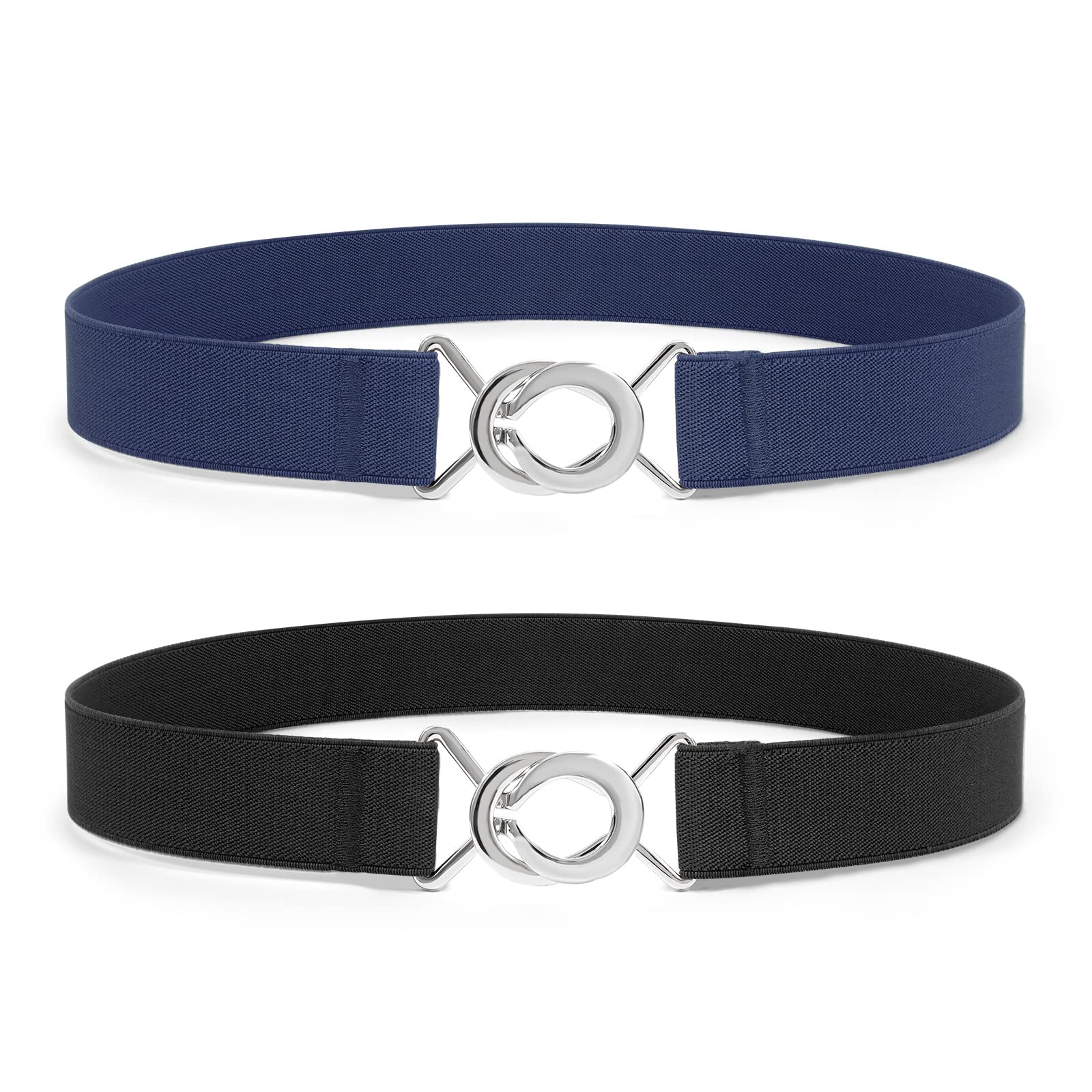 LEACOOLKEYWomen Skinny Elastic Waist Belt No Show Stretchy Thin Belt for Dress Jeans