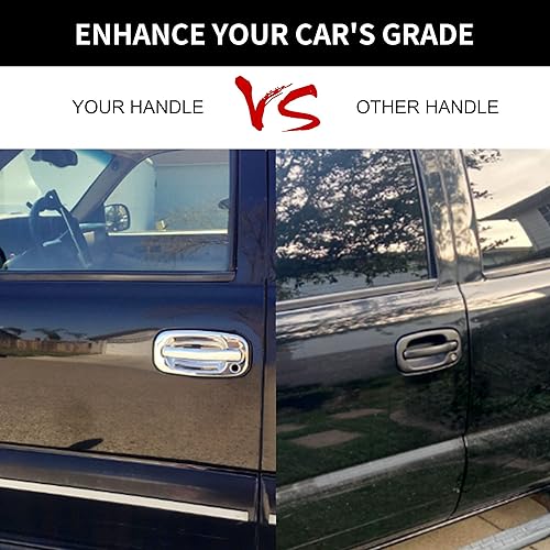 Miniatura 5 de Juego de manijas de puerta exterior, todo cromado, compatible con Chevy Silverado Suburban Tahoe Avalanche 1999-2007, GMC Sierra Yukon, Cadillac