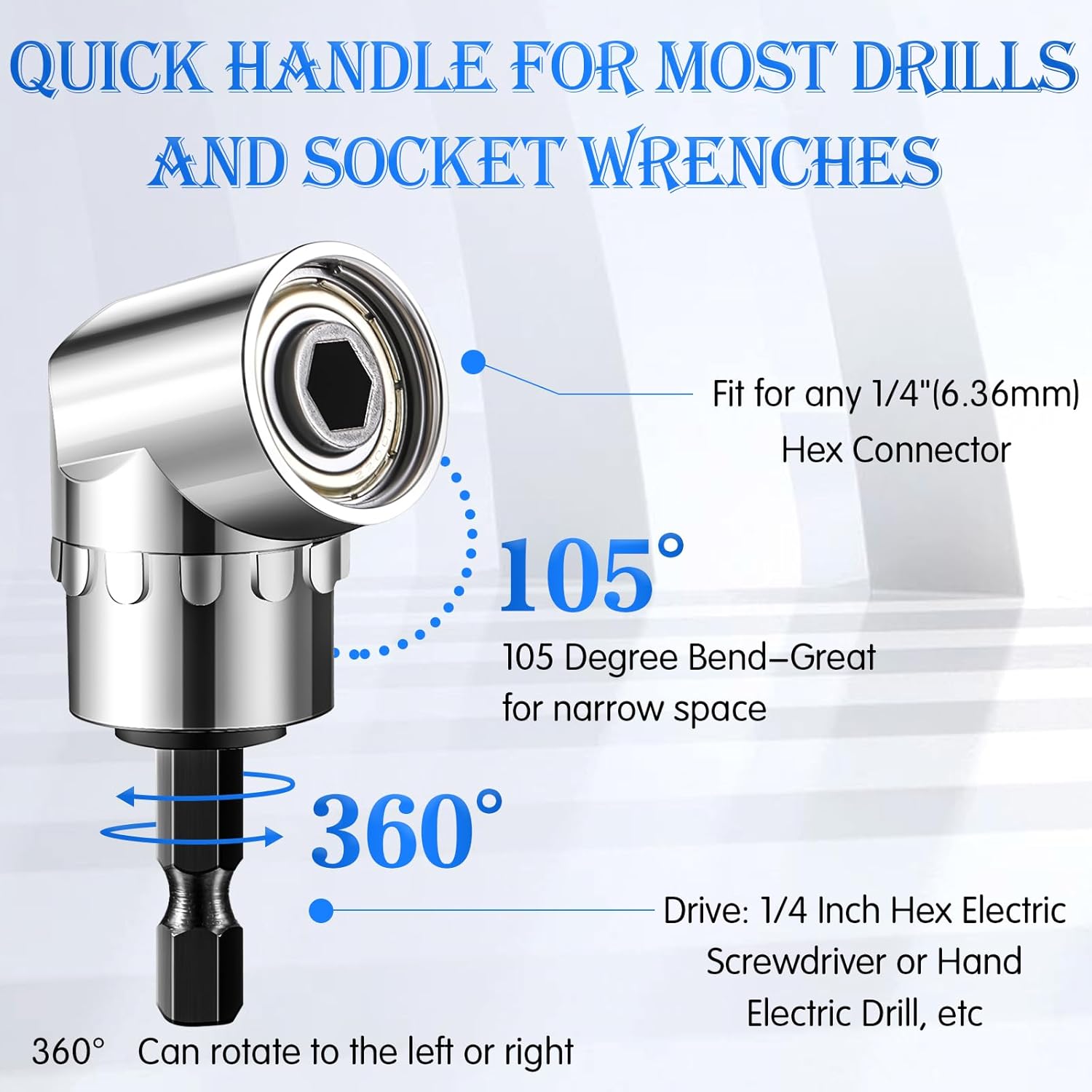 44 Pcs Upgraded Flexible Drill Bit Extension, Bit Holder Keychain, 1/4 3/8 1/2 Socket Hex Shank Quick Release Screwdriver 105 Degree Right Angle Driver for Drills Men Gifts (Multicolor)