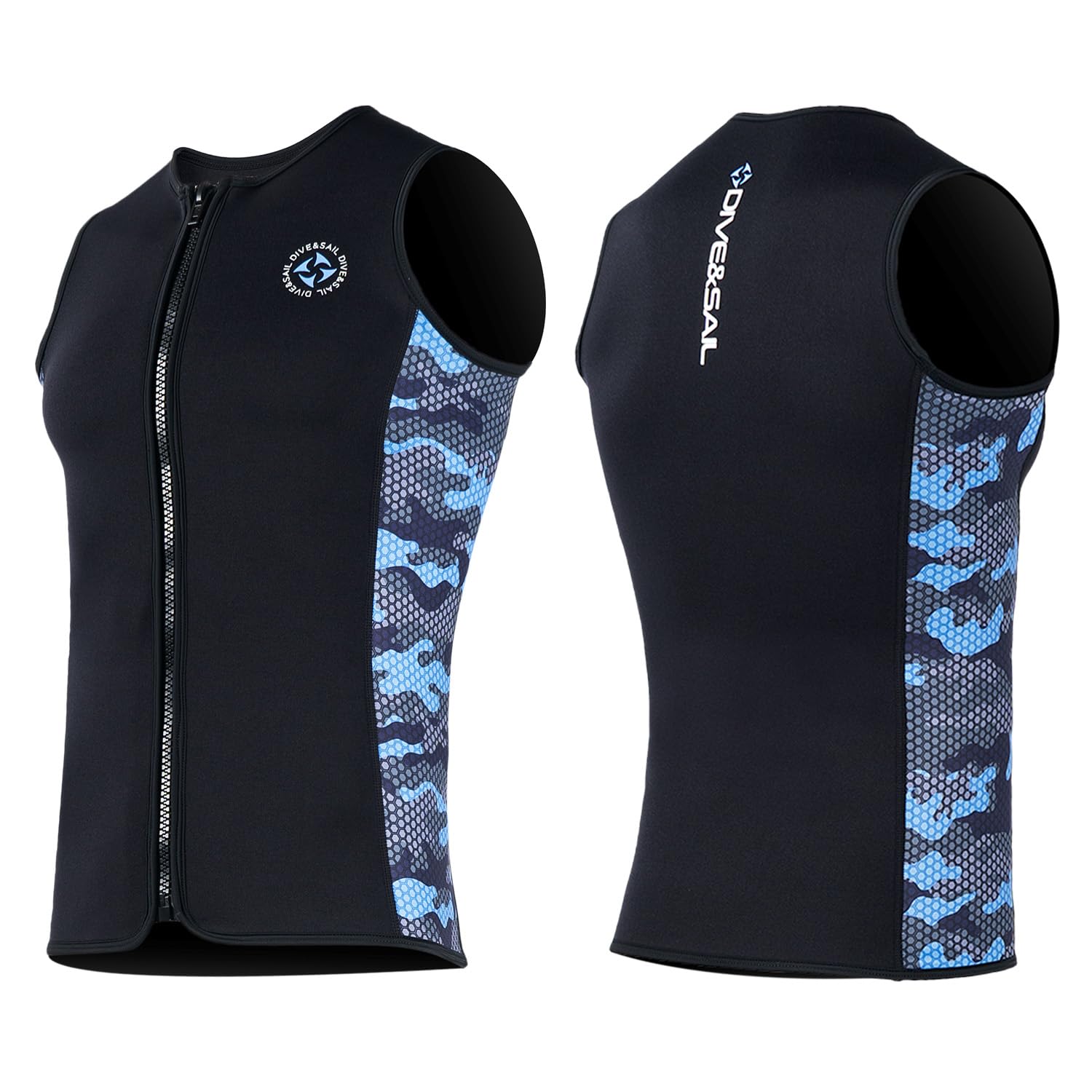 Neopren Weste und Tauchtop, 3mm ärmelloses Nassanzug-Oberteil mit vorderem Reißverschluss und Flachnaht für Tauchen, Schwimmen, Kajaken und Surfen