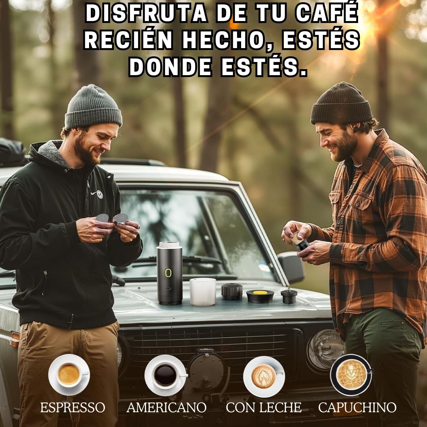 Portatile Caffettiera capsule 3 in 1 compatibile con Nespresso Dolce Gusto e Caffè Macinato - Mini macchina da caffè portatile multicapsula ideale da trasportare