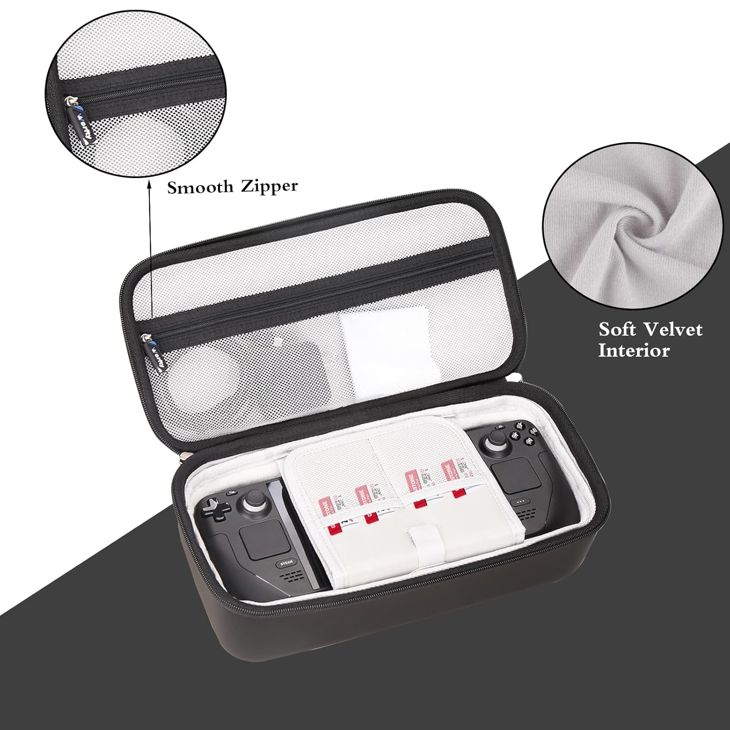 worfty Carrying Travel Case for Steam Deck/ Steam Deck OLED, Protective Storage Hard Bag Compatible with Steamdeck/ Valve Steam Deck Accessories Portable Bag Shell, Large Capacity, Case Only(Black) - Image 7