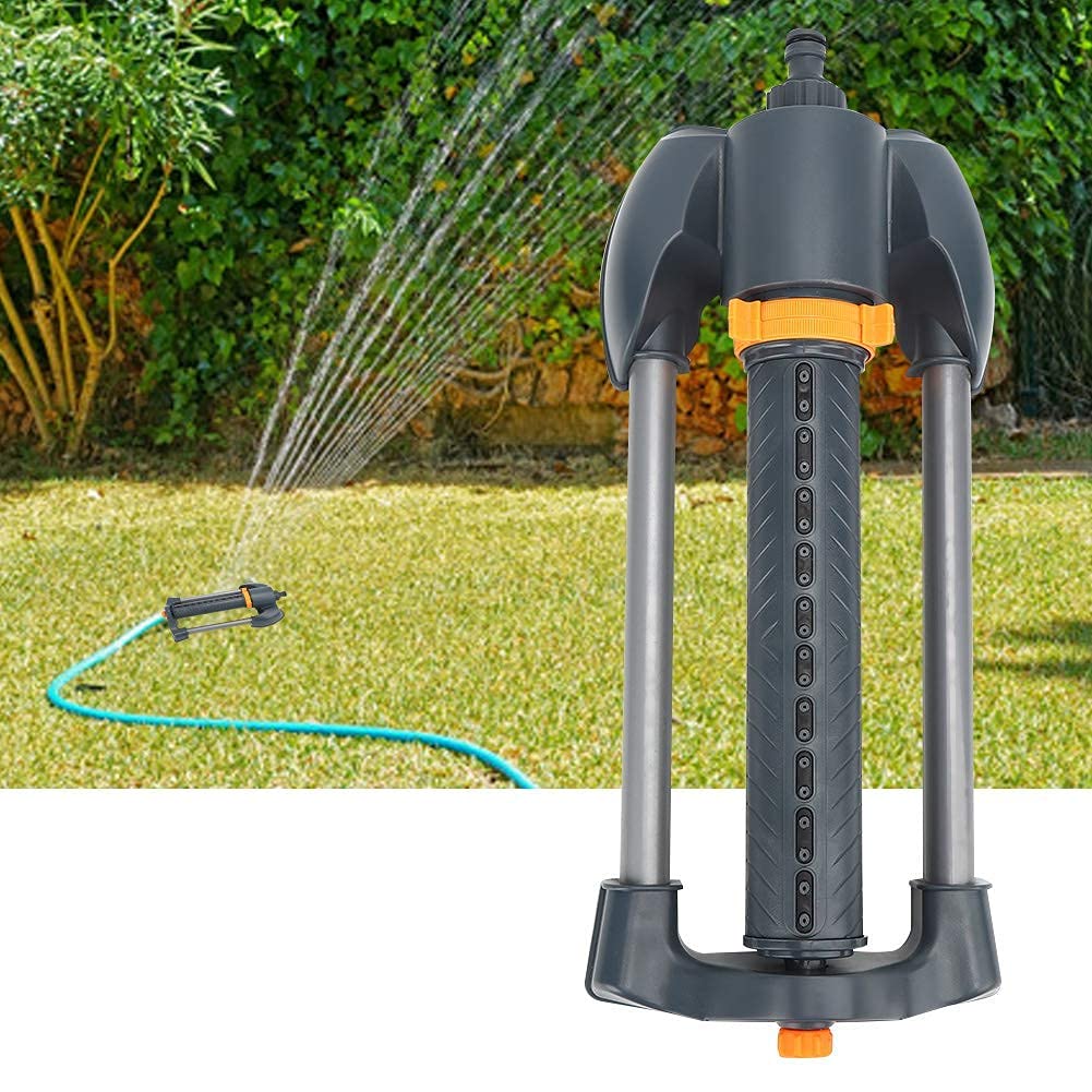 Irrigatore da giardino a 20 fori con base in metallo Irrigatore rotante oscillante per prato Angolo di spruzzo regolabile