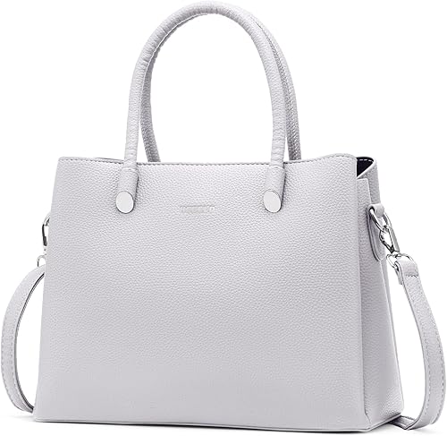 Miniatura 8 de Bolso de mano con asa superior para mujer, de piel sintética, con correa de hombro desmontable para uso casual, trabajo, viajes Caqui