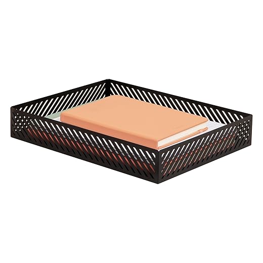 Mind Reader Metal Letter Size Paper Tray, Desktop Document Organizer with Non-Slip Pads, Office Desk Accessory Tray, Metal, Black